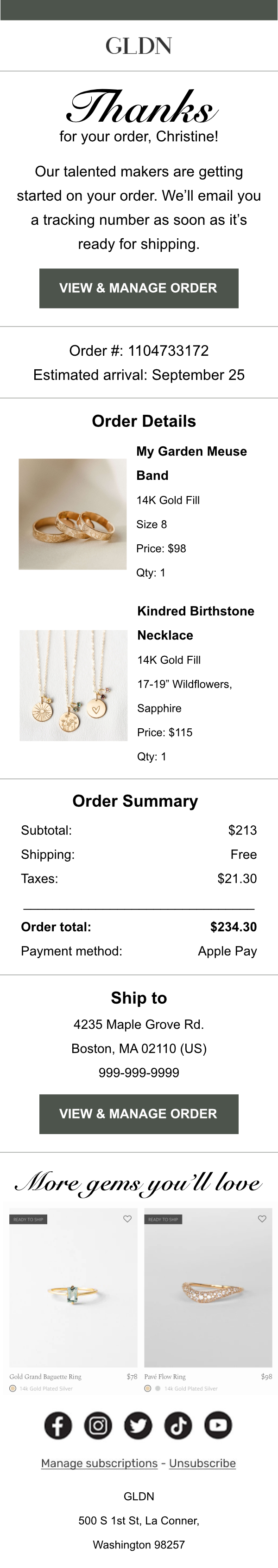 GLDN Thank You Email