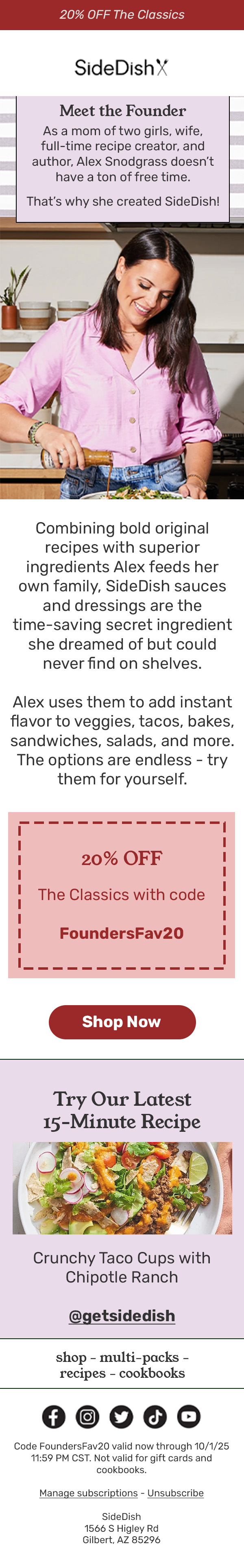 SideDish Founder Email