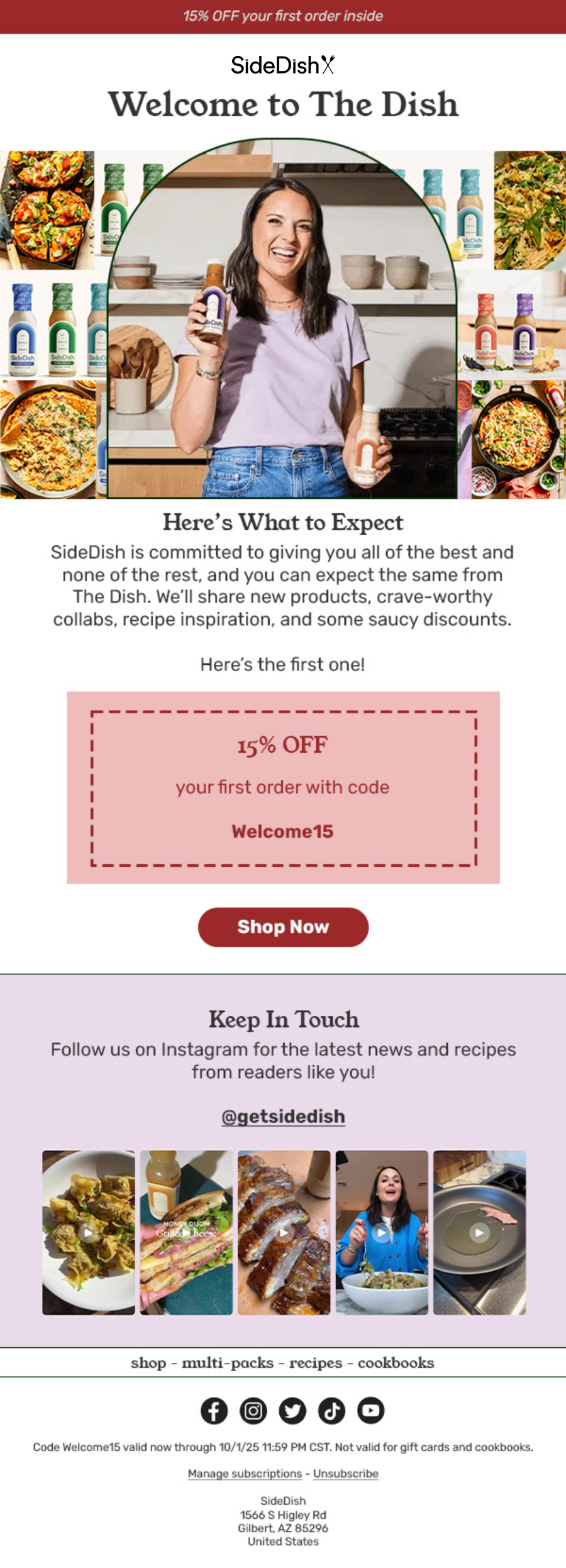 SideDish Welcome Email 2