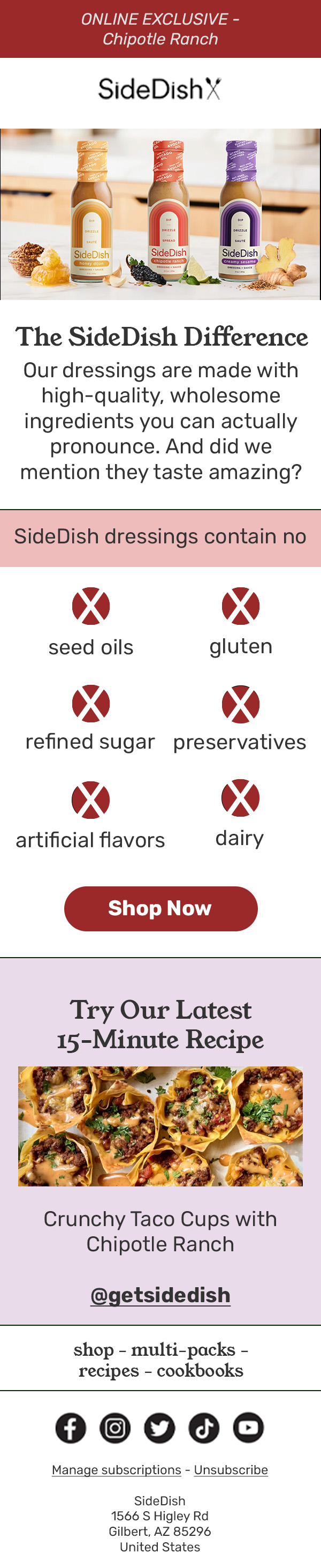 SideDish Welcome Email